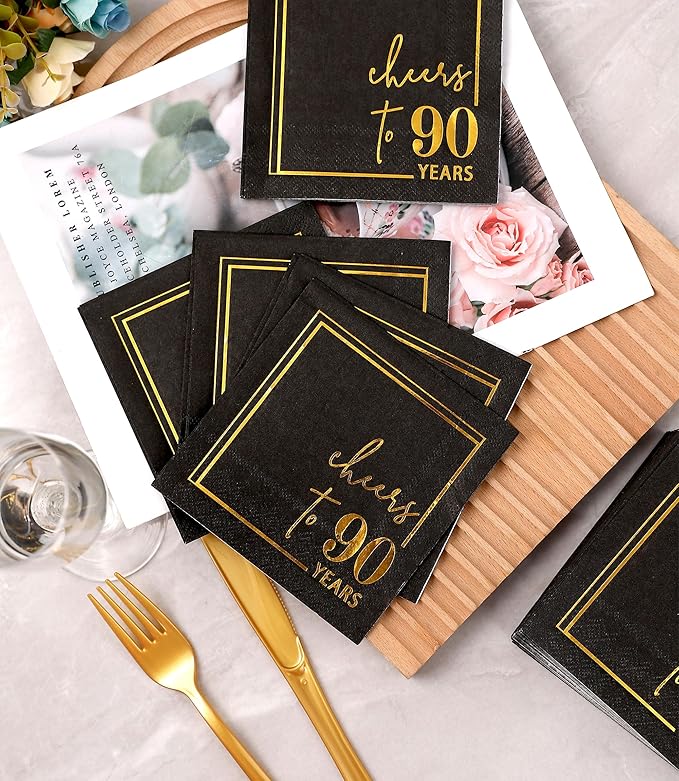 Cheers to Years Cocktail Napkins - 50 PK - 3-Ply Birthday Napkins 5x5