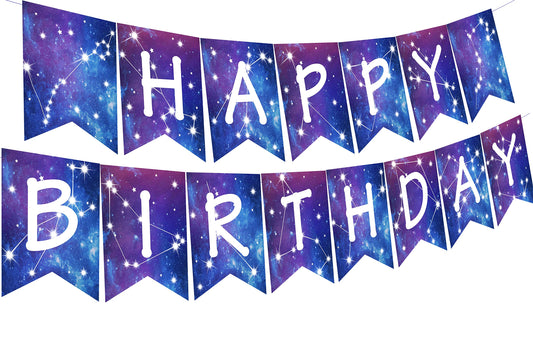 Galaxy Birthday Decorations Galaxy Happy Birthday Banner Space