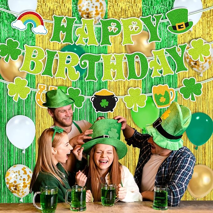 St Patrick's Day Birthday Party Decorations Shamrock Birthday Banner