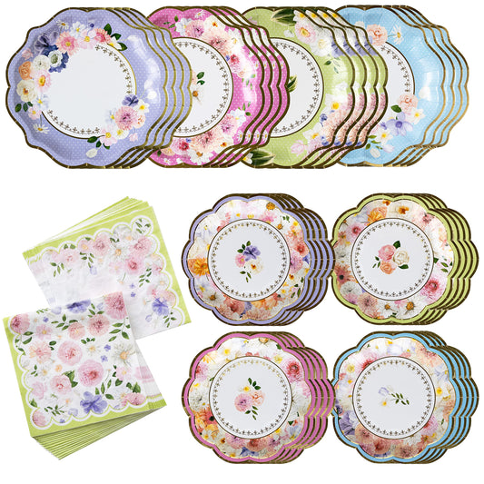 Kate Aspen Tea Party Decorations, Colorful Pastel Plates And Napkins