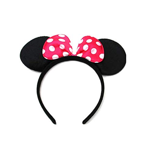 winvin Set of 24 Mouse Costume Deluxe Fabric Ears Headband White Polka