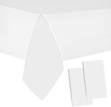 2 Packaging White Plastic Tablecloth, 54 inch x108 inch Rectangular
