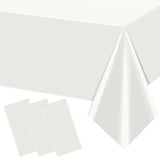 3Pcs 54 x 108 Inch White Rectangle Tablecloth,Disposable Plastic