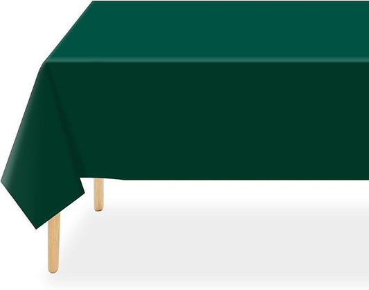 QIKSION Dark Green Plastic Table Cloth Disposable 2 Pack, 54 x 108