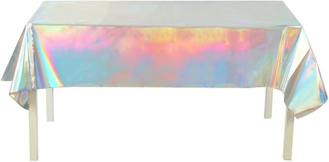 2 Packaging Iridescence Plastic Tablecloth, 54 inch x108 inch