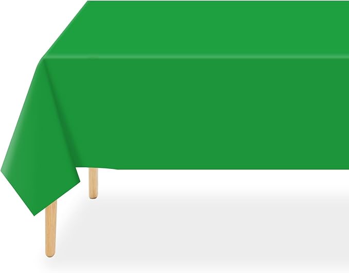 QIKSION Green Plastic Table Cloth Disposable 6 Pack, 54 x 108 Inch
