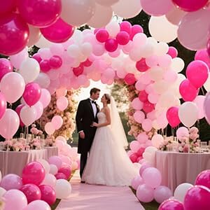 Pink White Balloons 100pcs 12 inch Hot Pink Pastel Pink White