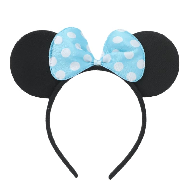 winvin Set of 24 Mouse Costume Deluxe Fabric Ears Headband White Polka