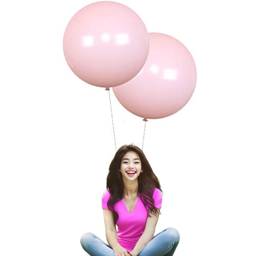 24 Inch Latex Round Balloons 5 Pack Light Pink Thick Big Balloons for