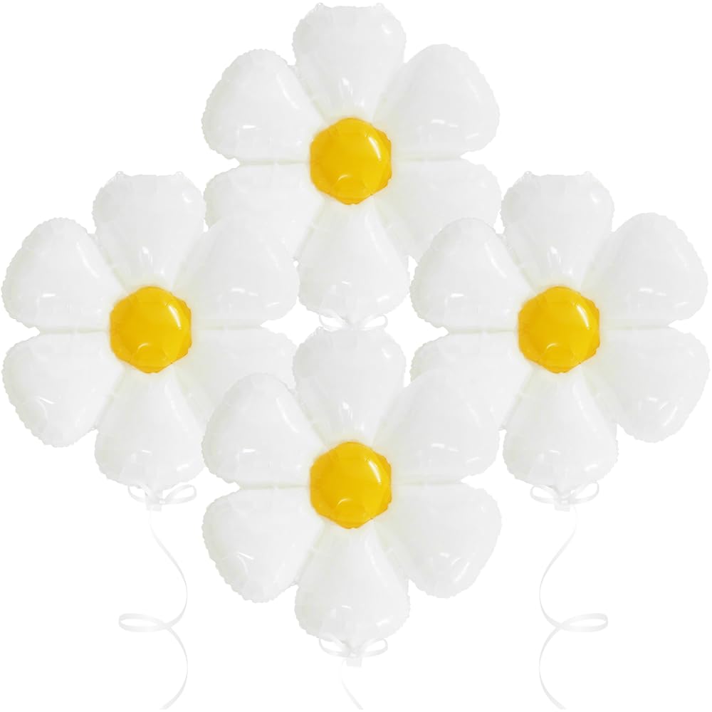 4D Floatable White Daisy Balloons White Flower Balloons Fairy Floral