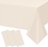 3Pcs Beige Tablecloths for Rectangle Tables,Disposable Plastic Ivory