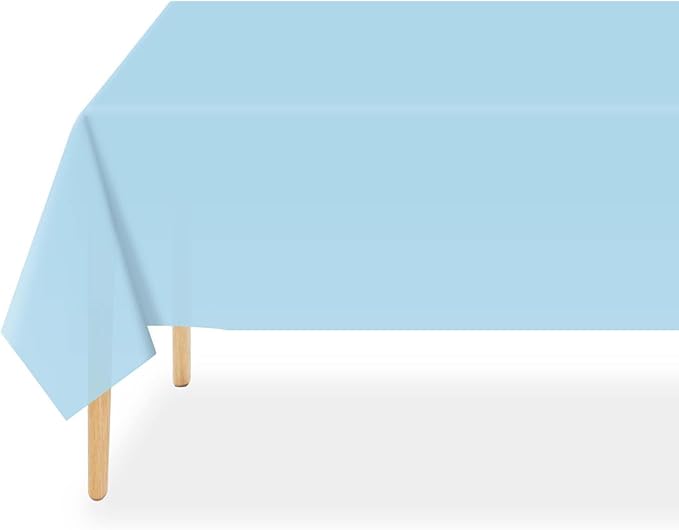 QIKSION Light Blue Plastic Table Cloth Disposable 3 Pack, 54 x 108