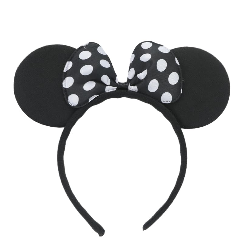 Set of 24 Mouse Costume Deluxe Fabric Ears Headband White Polka Dots