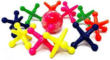 JA-RU Jumbo Jax Toy Set w/Rubber Ball (24 Jax Set) Rainbow Neon Color