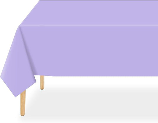 QIKSION Lavender Plastic Table Cloth Disposable 6 Pack, 54 x 108 Inch
