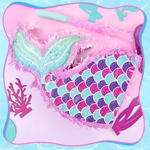 Mermaid Tail Pinata with Stick and Blindfold Mermaid Pinata for
