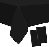 2 Packaging Black Plastic Tablecloth, 54 inch x108 inch Rectangular