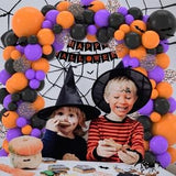 Halloween Balloon Garland Kit 132PCS Black Orange Purple Confetti