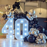 Black and Silver Balloons Arch Garland Kit, 134pcs Metallic Chrome