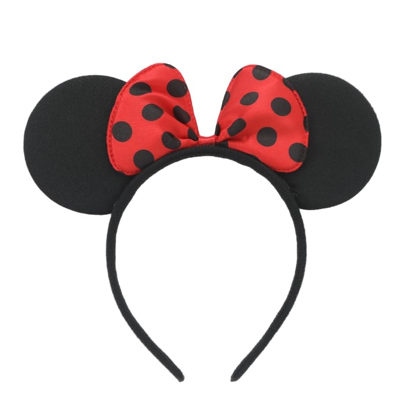 Set of 24 Mouse Costume Deluxe Fabric Ears Headband White Polka Dots
