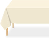 QIKSION Ivory Plastic Table Cloth Disposable 12 Pack, 54 x 108 Inch