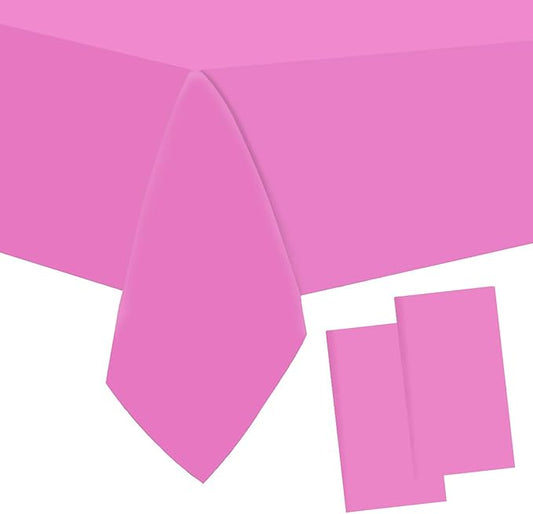 2 Packaging Pink Plastic Tablecloth, 54 inch x108 inch Rectangular