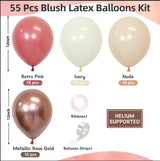 CVPARTON Retro Blush Pink Balloons 55 Packs 12 Inch Dusty Pink