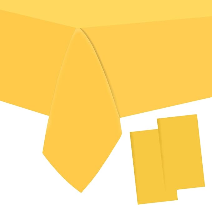 2 Packaging Yellow Plastic Tablecloth, 54 inch x108 inch Rectangular