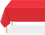 QIKSION Red Plastic Table Cloth Disposable 12 Pack, 54 x 108 Inch