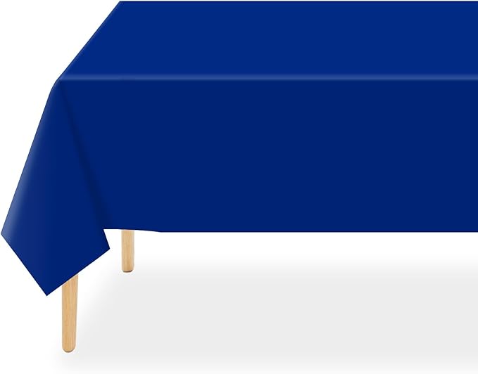 QIKSION Royal Blue Plastic Table Cloth Disposable 3 Pack, 54 x 108