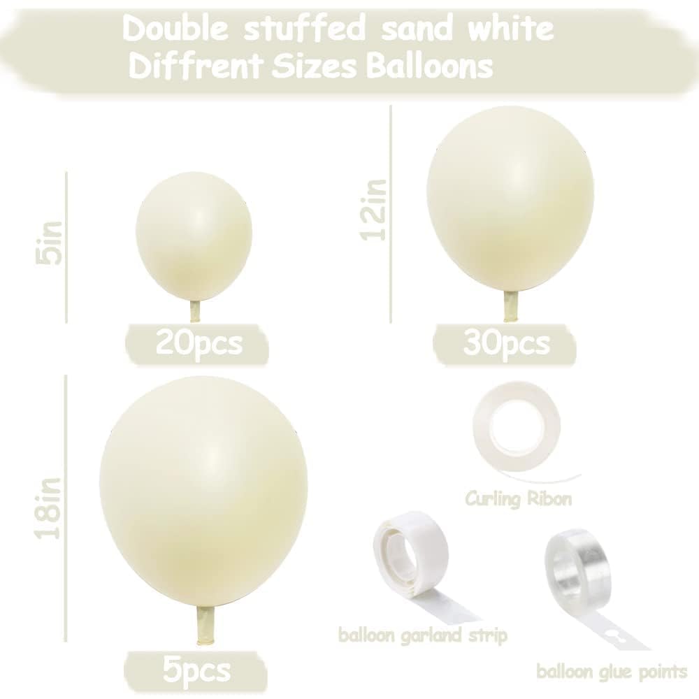 Pearl White Balloon Garland Double Stuffed Sand White Balloons