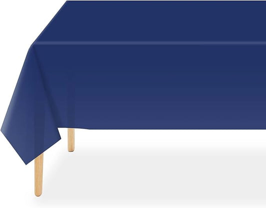 QIKSION Navy Blue Plastic Table Cloth Disposable 3 Pack, 54 x 108
