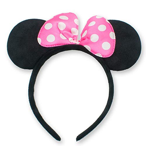 winvin Set of 24 Mouse Costume Deluxe Fabric Ears Headband White Polka