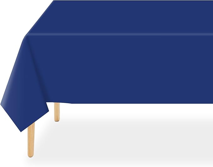 QIKSION Navy Blue Plastic Table Cloth Disposable 2 Pack, 54 x 108
