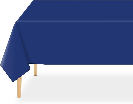 QIKSION Navy Blue Plastic Table Cloth Disposable 2 Pack, 54 x 108