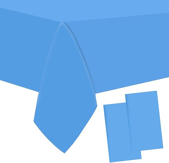 2 Packaging Light Blue Plastic Tablecloth, 54 inch x108 inch