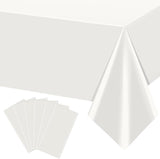 6Pcs 54 x 108 Inch White Rectangle Tablecloth,Disposable Plastic