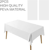 2 Packaging White Plastic Tablecloth, 54 inch x108 inch Rectangular