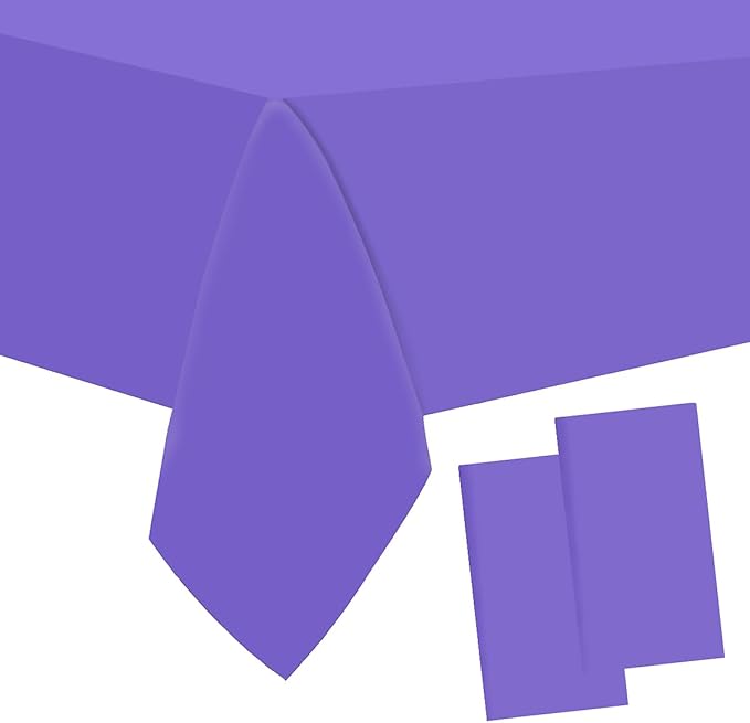 2 Packaging Purple Plastic Tablecloth, 54 inch x108 inch Rectangular