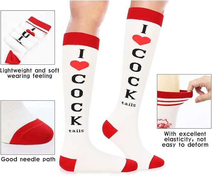 Bibalabili Funny Socks I Love Cocktails Knee Tube Party Stockings Gag
