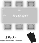 QIKSION Black Plastic Table Cloth Disposable 2 Pack, 54 x 108 Inch