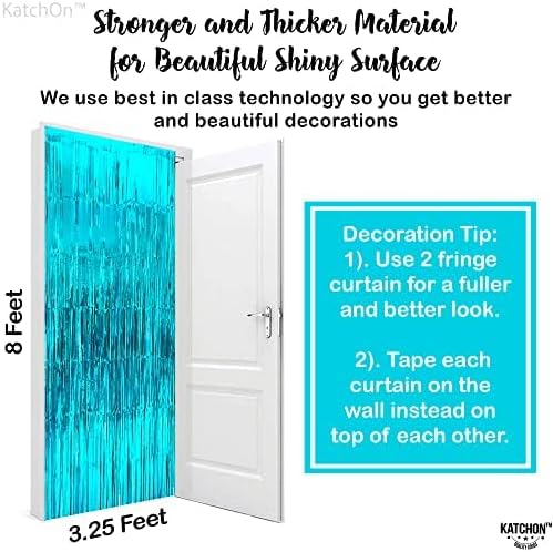 KatchOn XtraLarge Blue Foil Fringe Curtain - 3.2x8 ft, Pack of 2 |