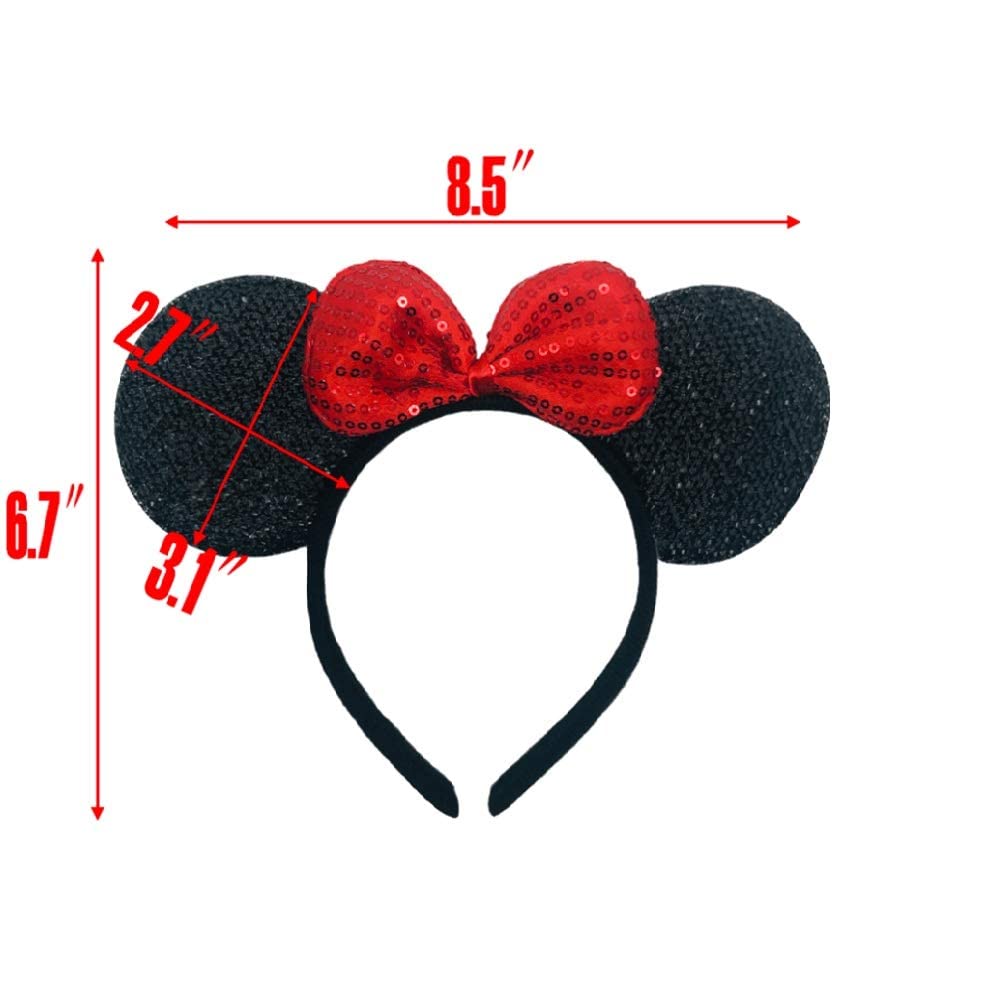 winvin Set of 24 Mouse Costume Deluxe Fabric Ears Headband Red Bow