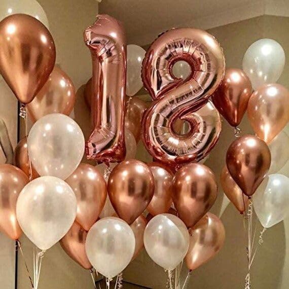PartyWoo Rose Gold Balloons 100pcs Different Sizes of 18 12 10 5 Inch