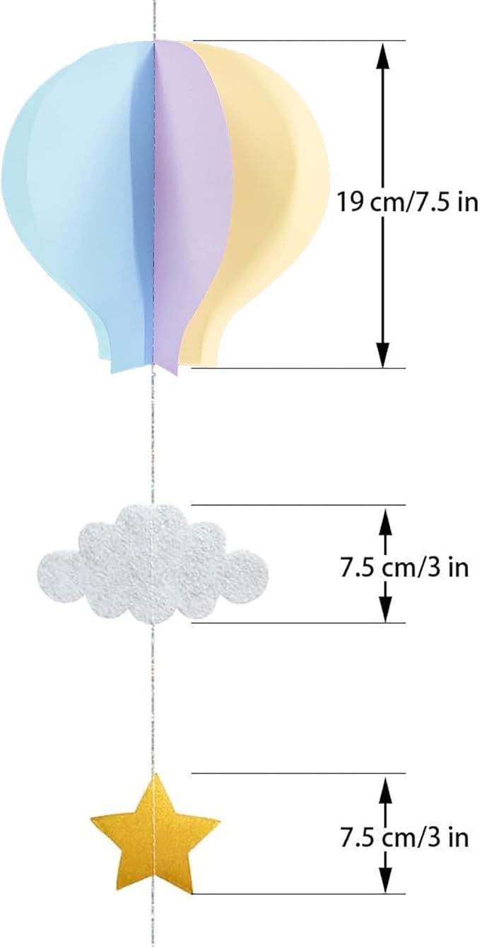 Hot Air Balloon Decorations for Baby Shower Pastel Mermaid 8 Pack