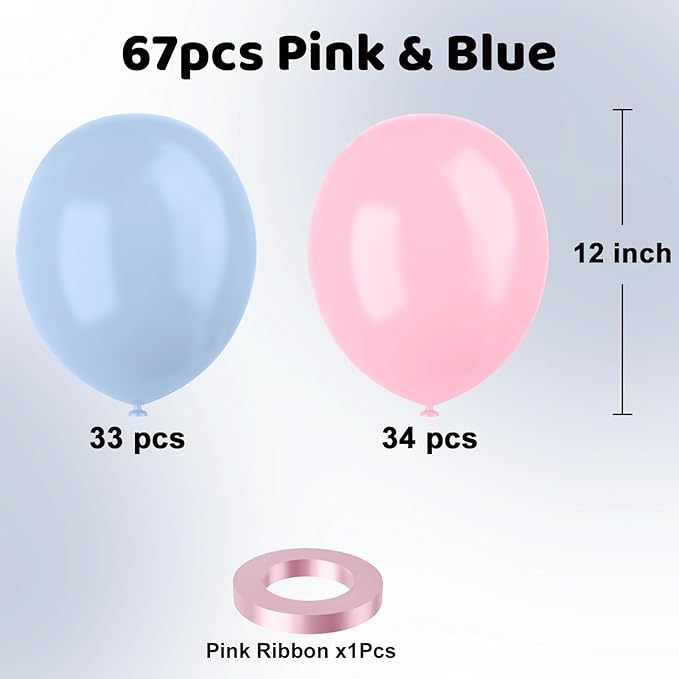 Pink and Blue Latex Balloons, 67 12 Inch Pink Blue Gender Reveal