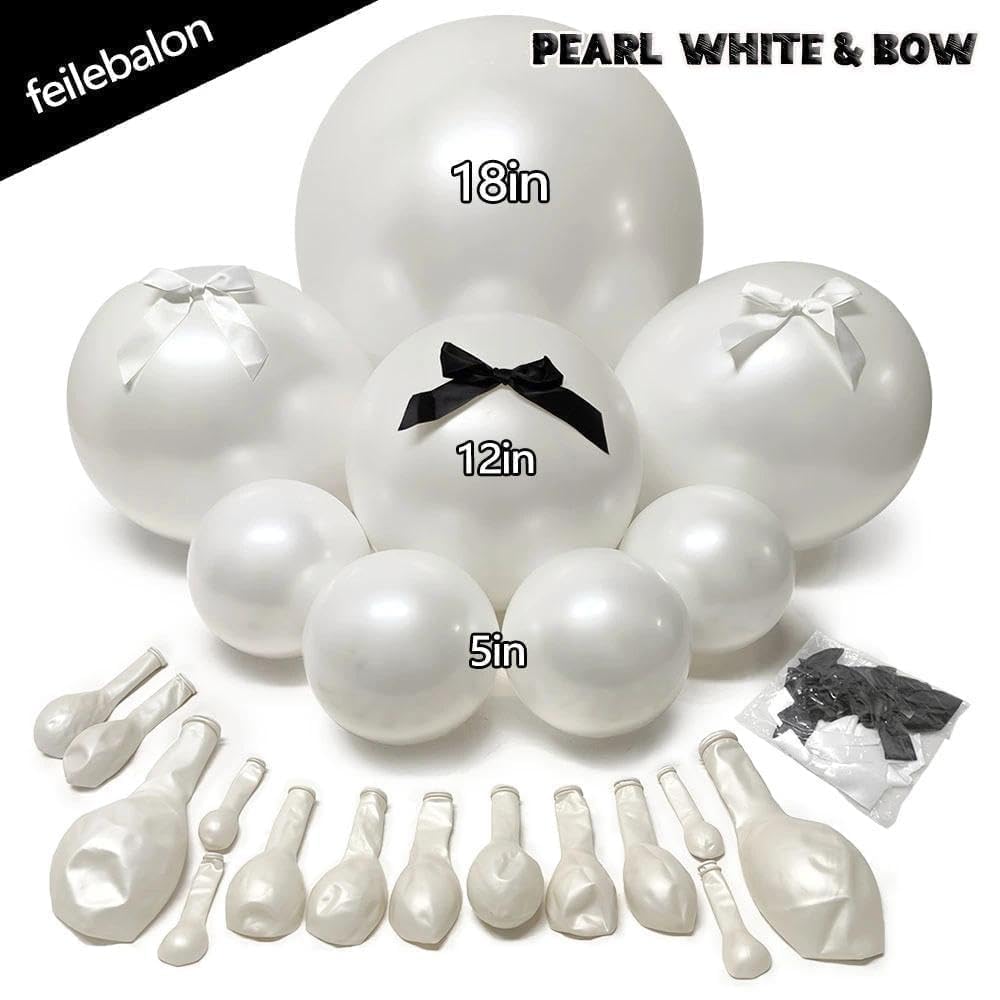 Pearl White Balloon Arch Kit,Double Stuffed White Pearl Balloon