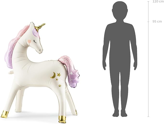 Giant Standing Unicorn Balloon PartyDeco 37.5x34 Inch Stylish White