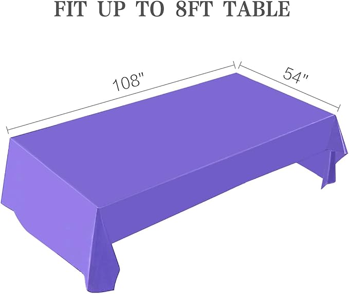 2 Packaging Purple Plastic Tablecloth, 54 inch x108 inch Rectangular