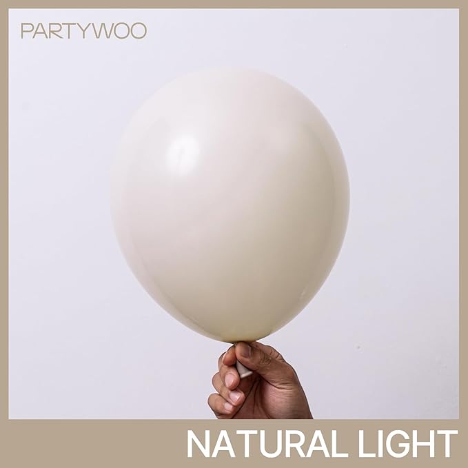 PartyWoo White Sand Balloons 50 pcs 12 Inch Beige Cream Ivory Latex